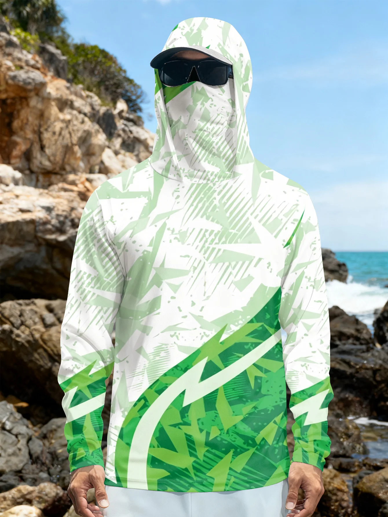 Mens Fishing Shirt Hooded UPF  - огляд і ціна Fishing Mask Sun Protection