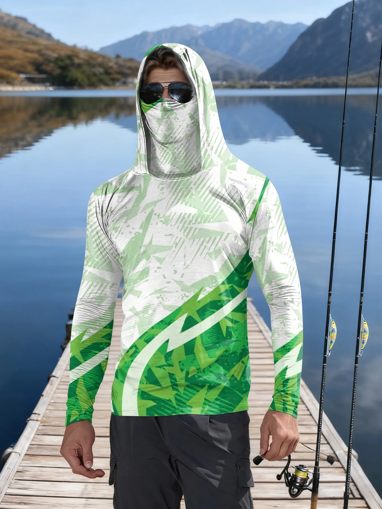 Mens Fishing Shirt Hooded UPF  - огляд і ціна Fishing Mask Sun Protection