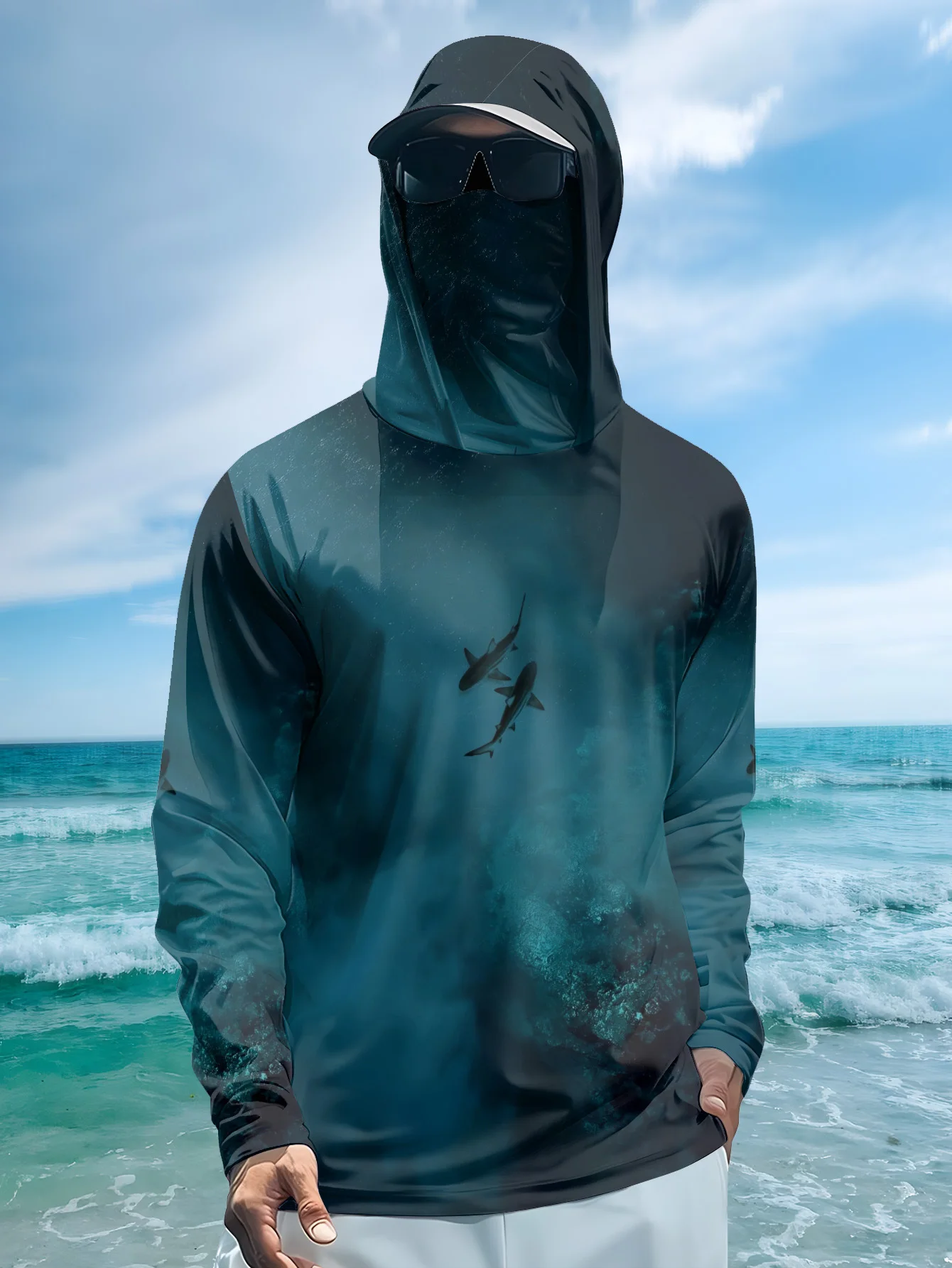 UPF50+ Men Fishing Hoodie With - огляд і ціна Fishing Mask Sun Protection