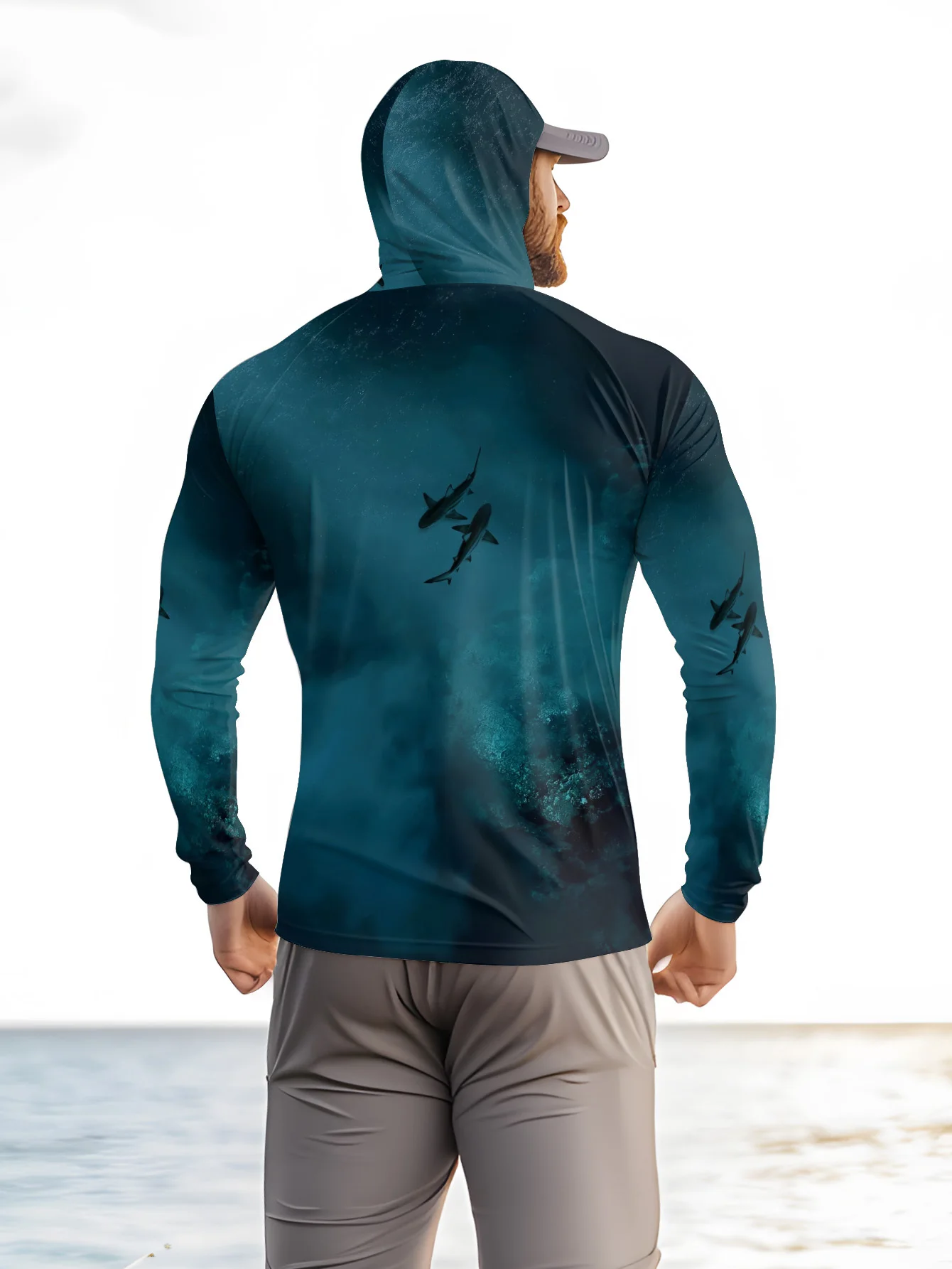 UPF50+ Men Fishing Hoodie With - огляд і ціна Fishing Mask Sun Protection